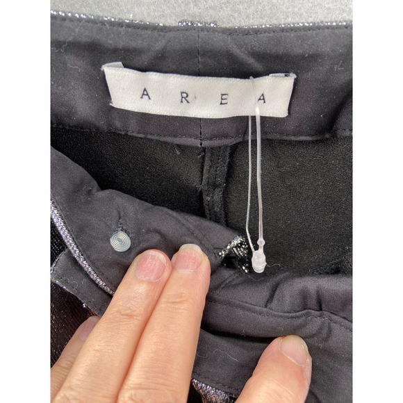 AREA Leggings Womens Size 6 Metallic Moto-knee Leggings In Silver Zip Leg Club - Picture 13 of 16